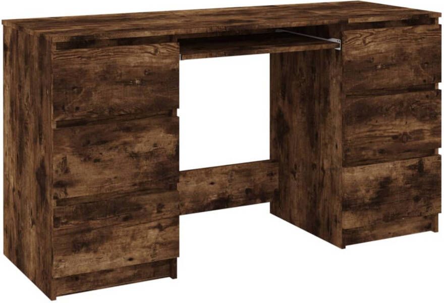 VidaXL -Bureau-140x50x77-cm-bewerkt-hout-gerookt-eikenkleurig