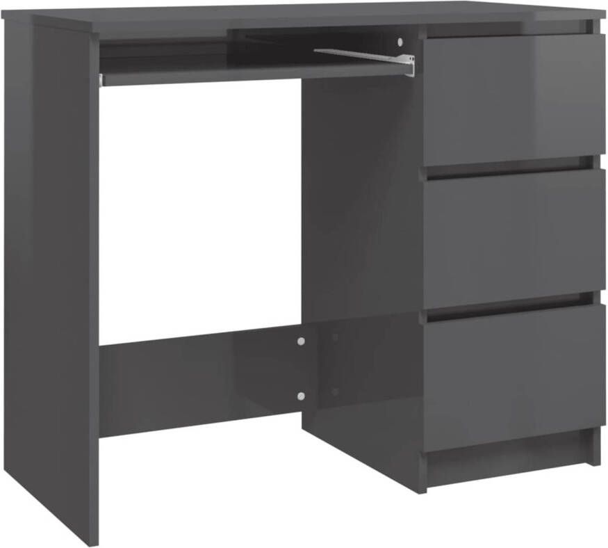 VIDAXL Bureau 90x45x76 cm spaanplaat hoogglans grijs