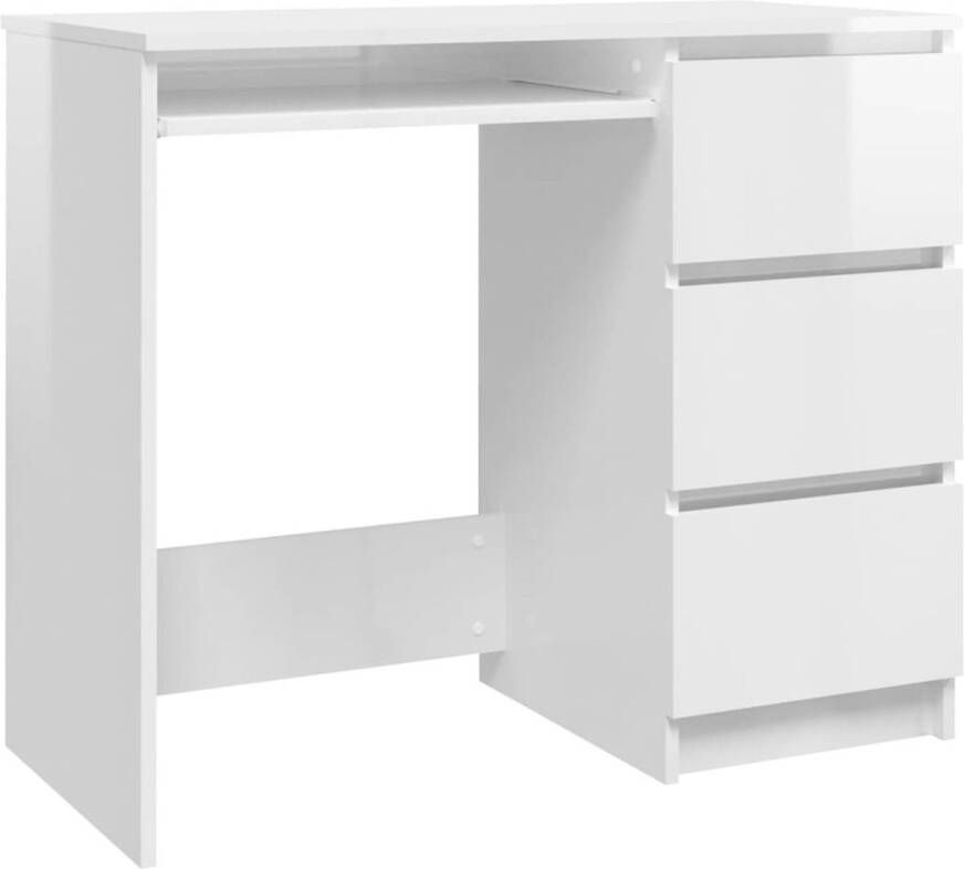 VidaXL -Bureau-90x45x76-cm-bewerkt-hout-hoogglans-wit