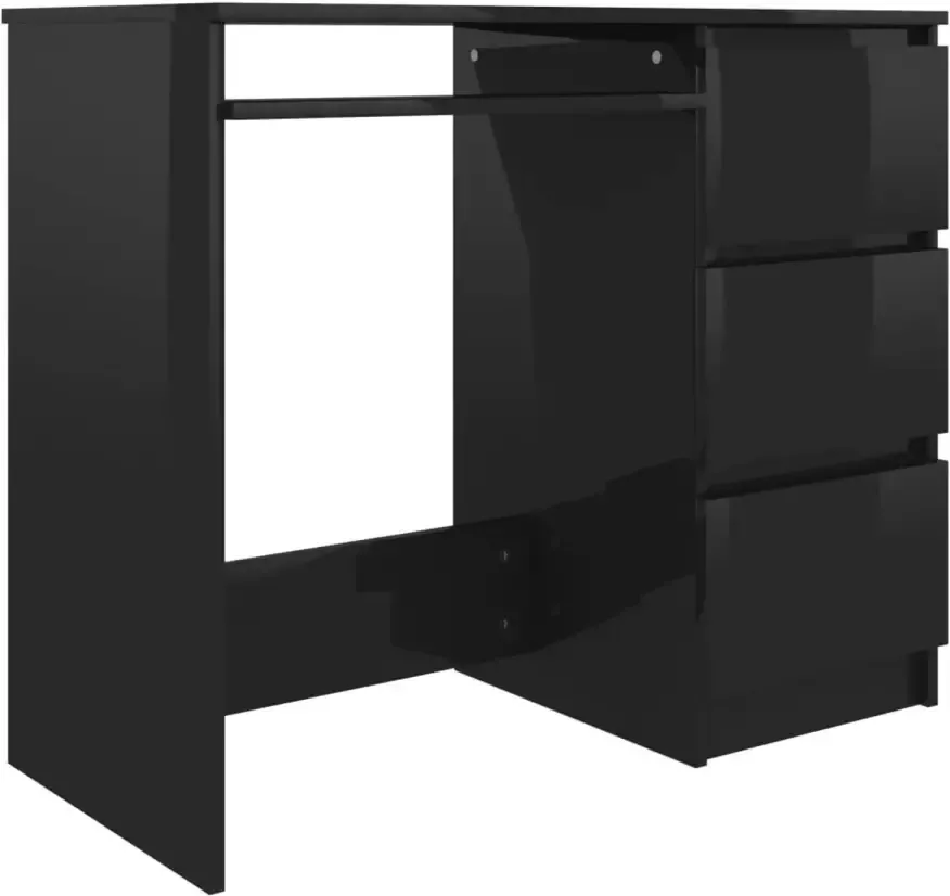 VidaXL Bureau 90x45x76 cm spaanplaat hoogglans zwart