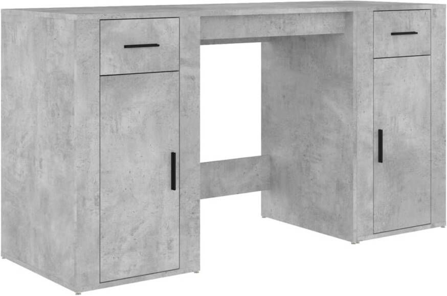 VidaXL -Bureau-met-kast-bewerkt-hout-betongrijs