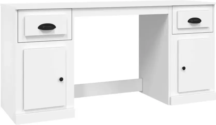 VidaXL -Bureau-met-kast-bewerkt-hout-wit