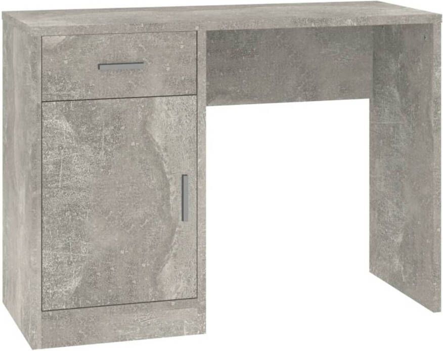 VidaXL -Bureau-met-kast-en-lade-100x40x73-cm-bewerkt-hout-betongrijs - Foto 1