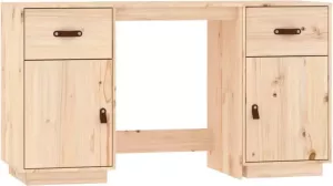 VidaXL Bureau Met Kastjes 135x50x75 Cm Massief Grenenhout
