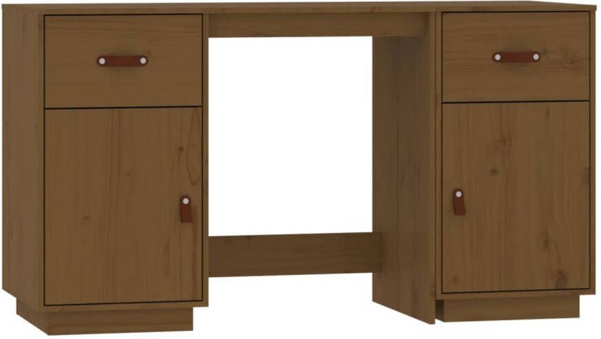 VidaXL -Bureau-met-kastjes-135x50x75-cm-massief-grenenhout-honingbruin