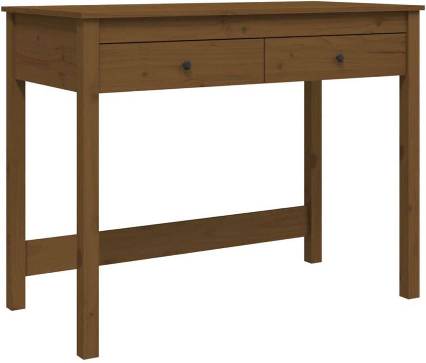 VidaXL -Bureau-met-lades-100x50x78-cm-massief-grenenhout-honingbruin