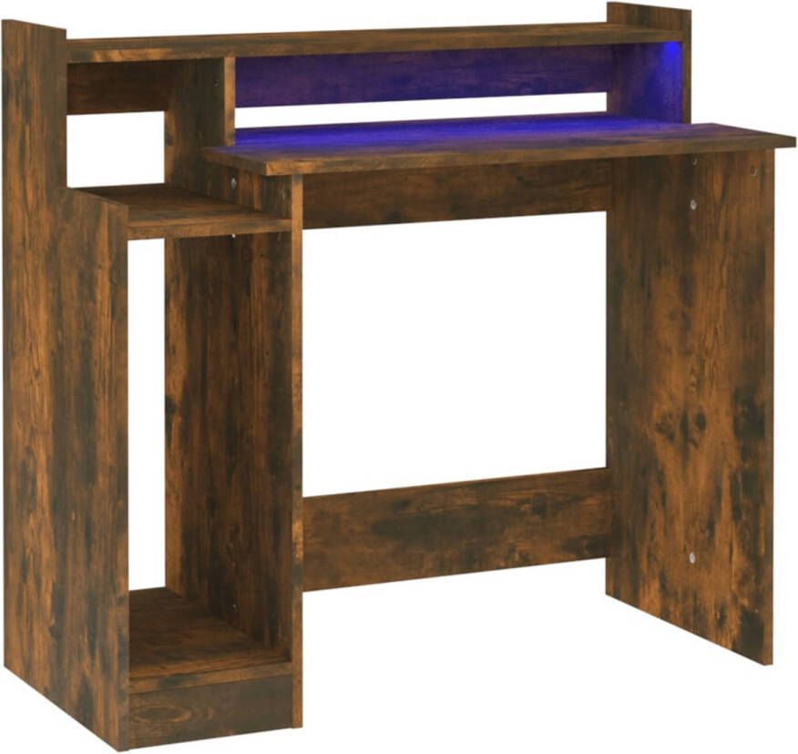 VidaXL -Bureau-met-LED-verlichting-97x45x90-cm-hout-gerookt-eikenkleur