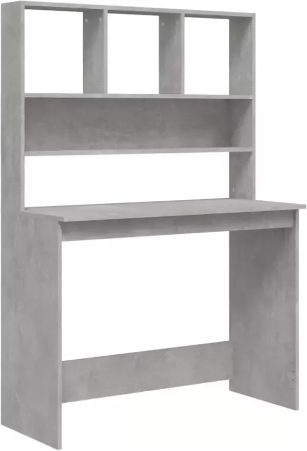 VidaXL -Bureau-met-schappen-102x45x148-cm-bewerkt-hout-betongrijs