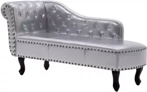 VIDAXL Chaise longue kunstleer zilverkleurig
