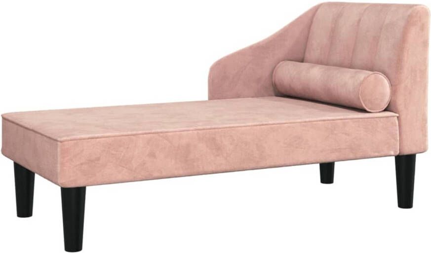 VidaXL -Chaise-longue-met-bolster-fluweel-roze - Foto 1
