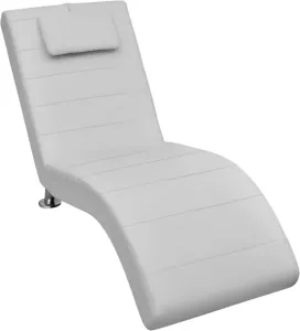VidaXL Chaise Longue Met Kussen Kunstleer Wit