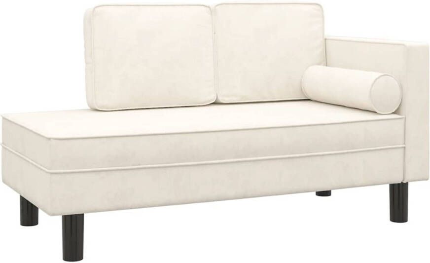 VidaXL -Chaise-longue-met-kussens-en-bolster-fluweel-crèmekleurig