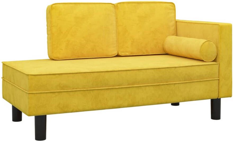 VidaXL -Chaise-longue-met-kussens-en-bolster-fluweel-geel