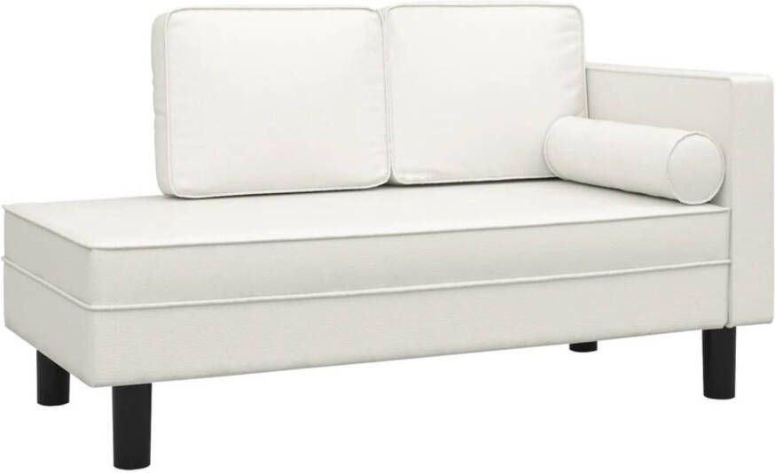 VidaXL -Chaise-longue-met-kussens-en-bolster-kunstleer-crèmekleurig