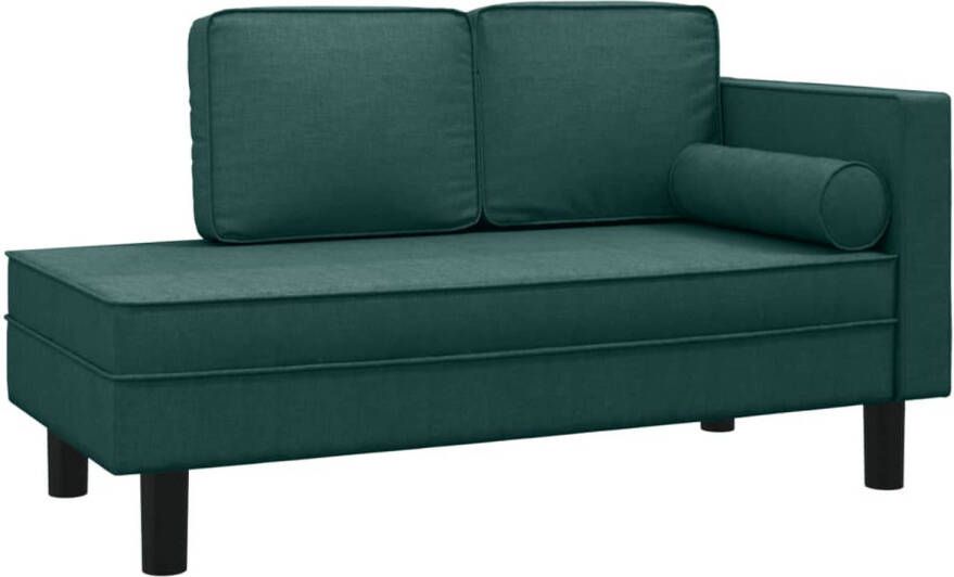 VidaXL -Chaise-longue-met-kussens-en-bolster-stof-donkergroen