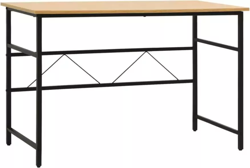 VidaXL -Computerbureau-105x55x72-cm-MDF-metaal-zwart-lichteikenkleurig