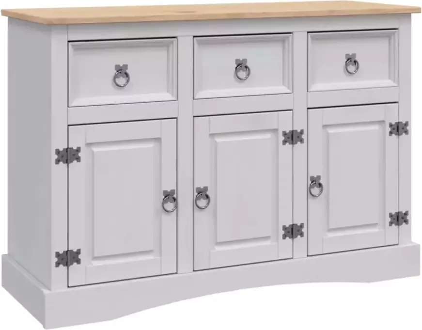 VidaXL Dressoir 132x43x78 cm Mexicaans grenenhout Corona-stijl grijs