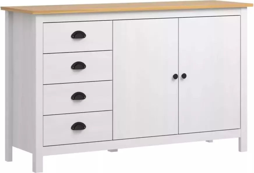 VidaXL Dressoir Hill Range 130x40x80 cm massief grenenhout wit