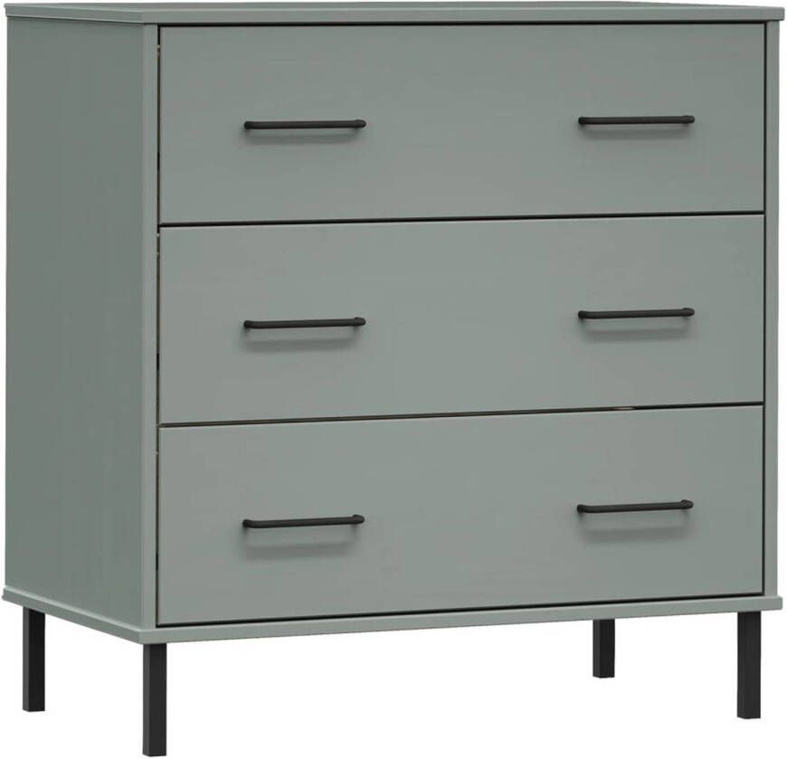 VidaXL Dressoir met 3 lades OSLO 77x40x79 5 cm massief hout grijs