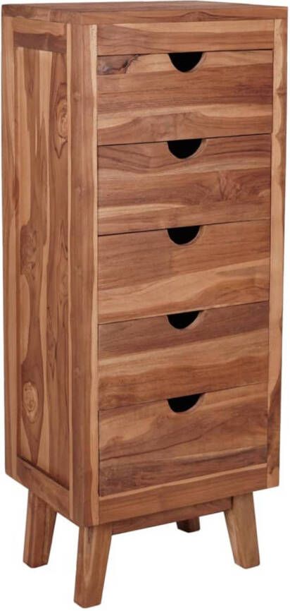 VidaXL -Dressoir-met-5-lades-40x30x100-cm-massief-teakhout