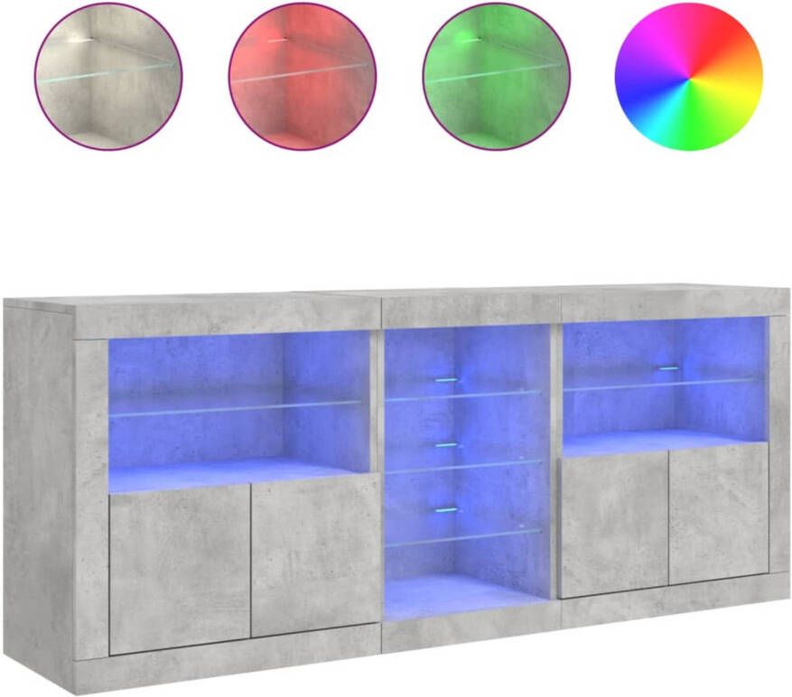 VidaXL -Dressoir-met-LED-verlichting-162x37x67-cm-betongrijs