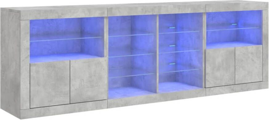 VidaXL -Dressoir-met-LED-verlichting-202x37x67-cm-betongrijs