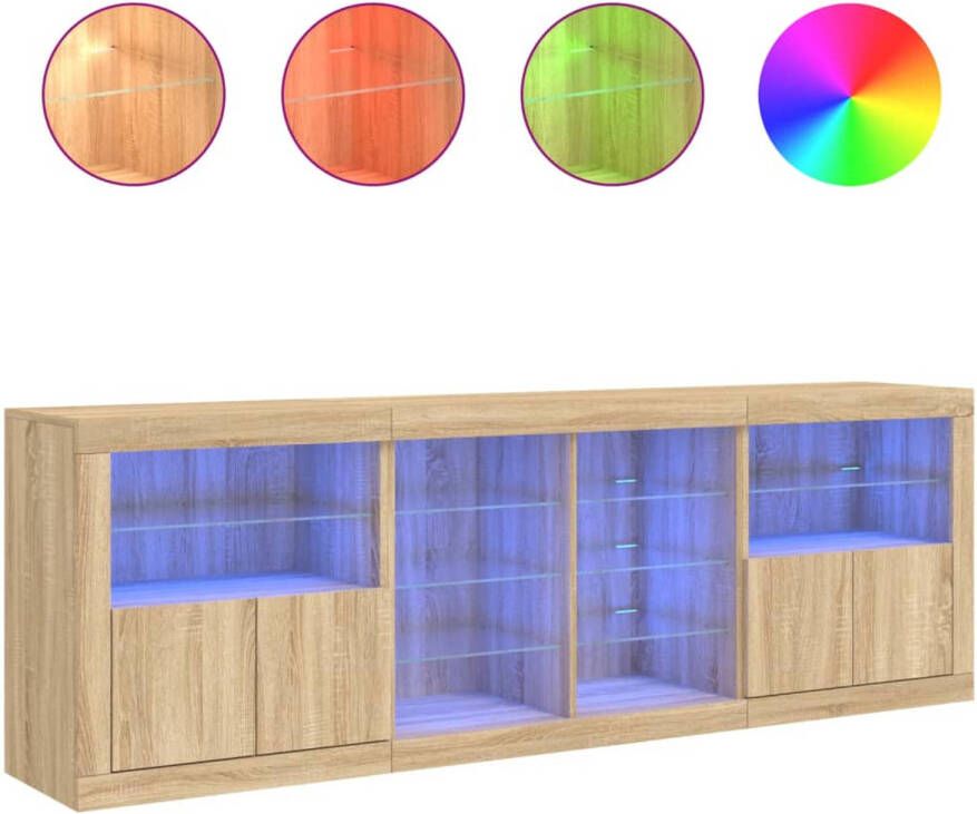 VidaXL -Dressoir-met-LED-verlichting-202x37x67-cm-sonoma-eikenkleurig