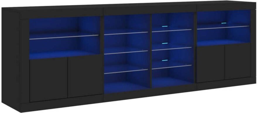 VidaXL -Dressoir-met-LED-verlichting-202x37x67-cm-zwart