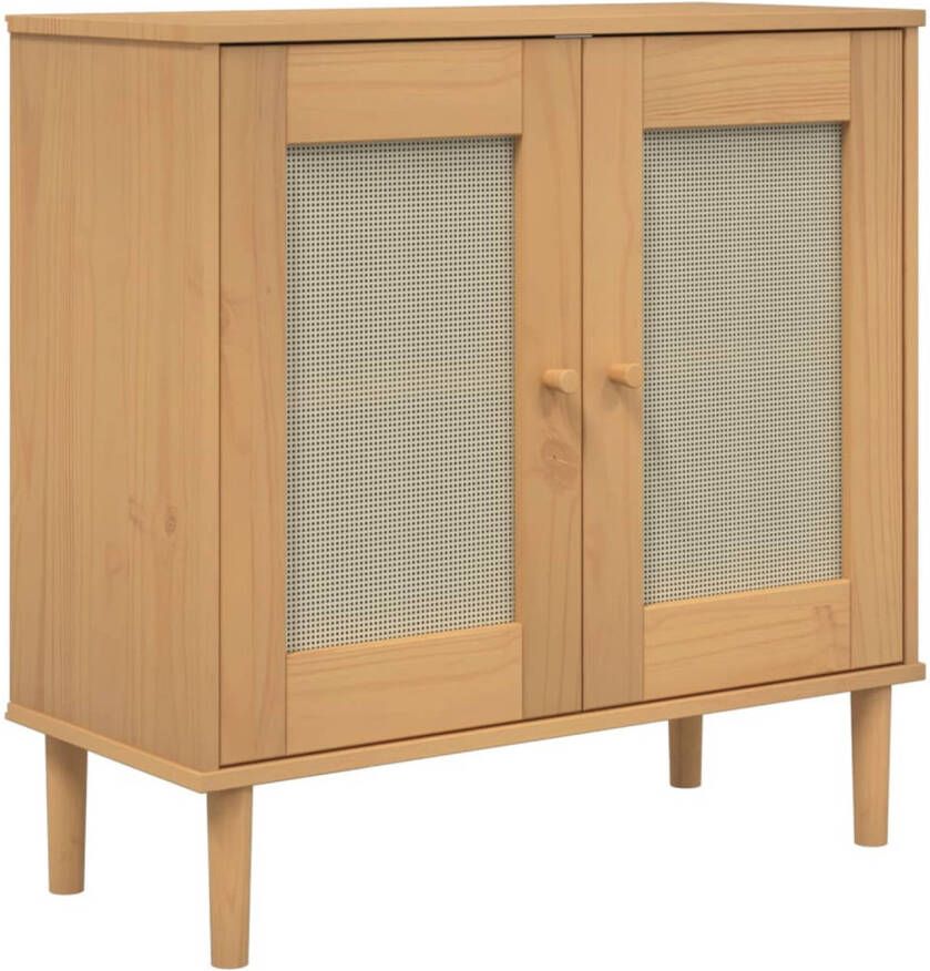 VidaXL -Dressoir-SENJA-80x35x80-cm-rattan-look-massief-grenenhout-bruin