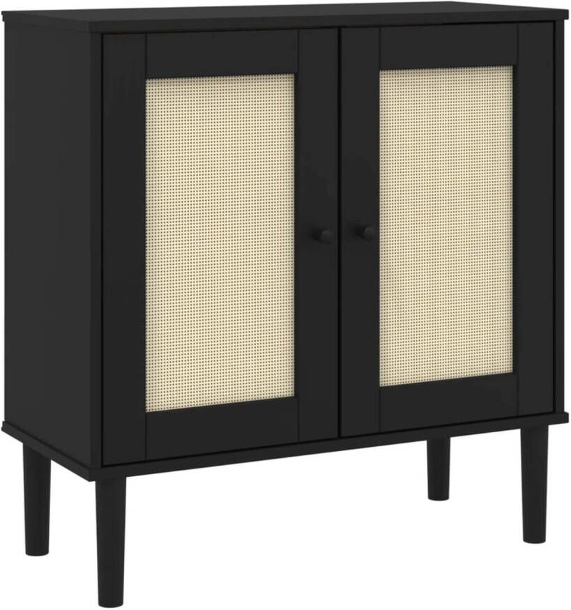 VidaXL -Dressoir-SENJA-80x35x80-cm-rattan-look-massief-grenenhout-zwart