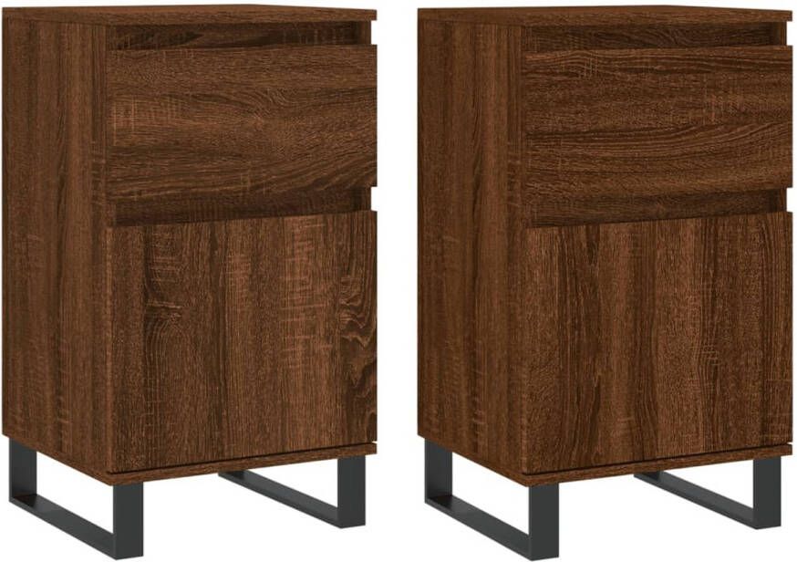 VidaXL -Dressoirs-2-st-40x35x70-cm-bewerkt-hout-bruineikenkleurig - Foto 1