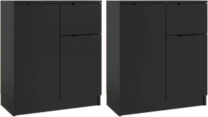 VIDAXL Dressoirs 2 st 60x30x70 cm bewerkt hout zwart