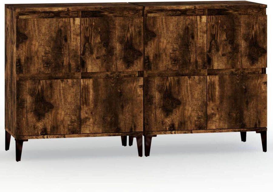 VidaXL -Dressoirs-2-st-60x35x70-cm-bewerkt-hout-gerookt-eikenkleurig