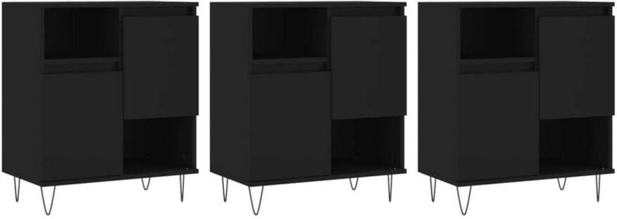 VidaXL -Dressoirs-3-st-bewerkt-hout-zwart