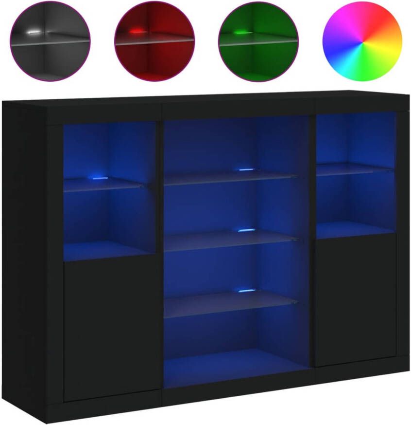VidaXL -Dressoirs-met-LED-verlichting-3-st-bewerkt-hout-zwart