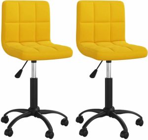 VidaXL -Eetkamerstoelen-2-st-draaibaar-fluweel-mosterdgeel