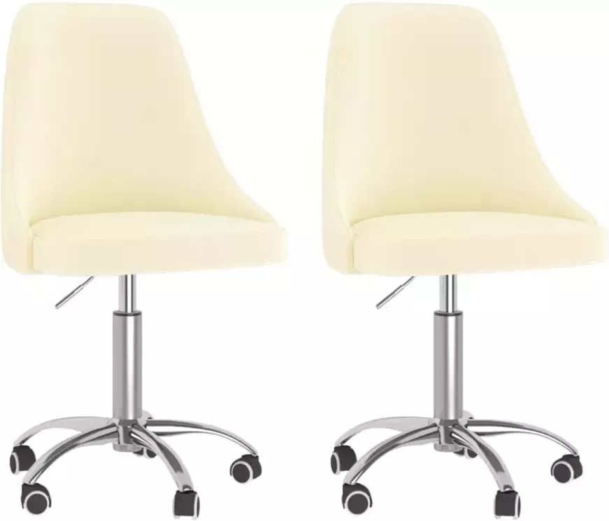VidaXL Eetkamerstoelen 2 st draaibaar stof crèmekleurig