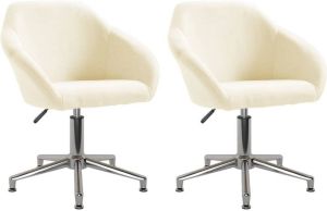 VidaXL -Eetkamerstoelen-2-st-draaibaar-stof-crèmekleurig