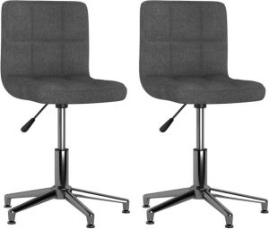 VidaXL Eetkamerstoelen 2 st draaibaar stof donkergrijs