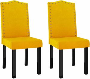 VidaXL -Eetkamerstoelen-2-st-fluweel-geel