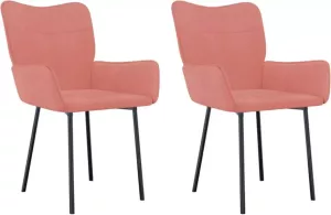 VidaXL Eetkamerstoelen 2 St Fluweel Roze