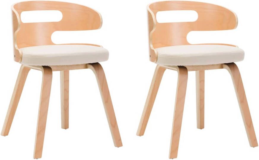 VidaXL Eetkamerstoelen 2 st gebogen hout en kunstleer crÃ¨mekleurig