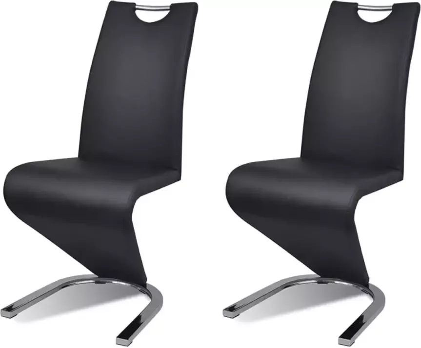 VidaXL Eetkamerstoelen 2 st kunstleer zwart