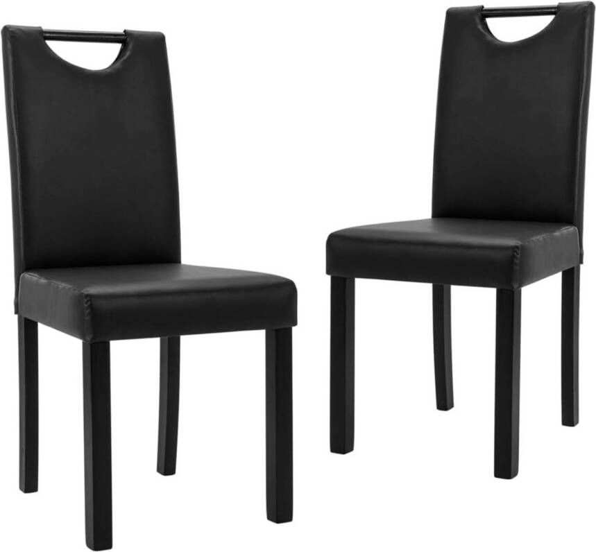 VidaXL Eetkamerstoelen 2 st kunstleer zwart