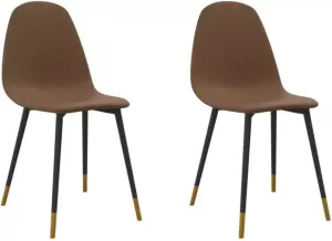 VIDAXL Eetkamerstoelen 2 st stof bruin