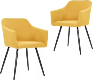 VidaXL Eetkamerstoelen 2 St Stof Geel