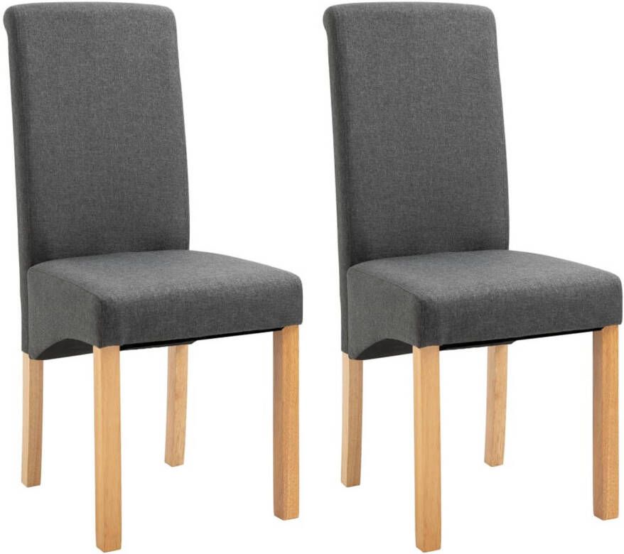 VidaXL Eetkamerstoelen 2 st stof grijs