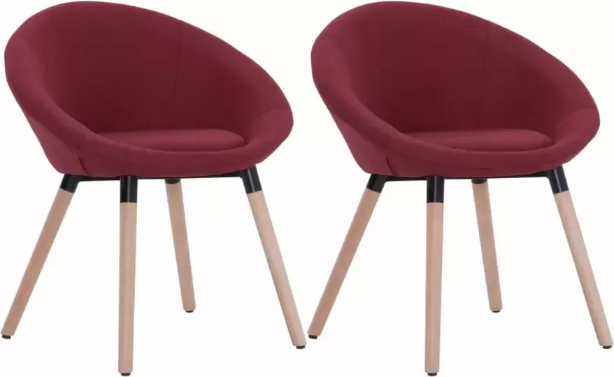 VIDAXL Eetkamerstoelen 2 st stof wijnrood - Foto 1