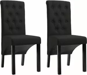 VidaXL Eetkamerstoelen 2 St Stof Zwart