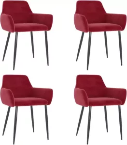 VidaXL Eetkamerstoelen 4 St Fluweel Wijnrood